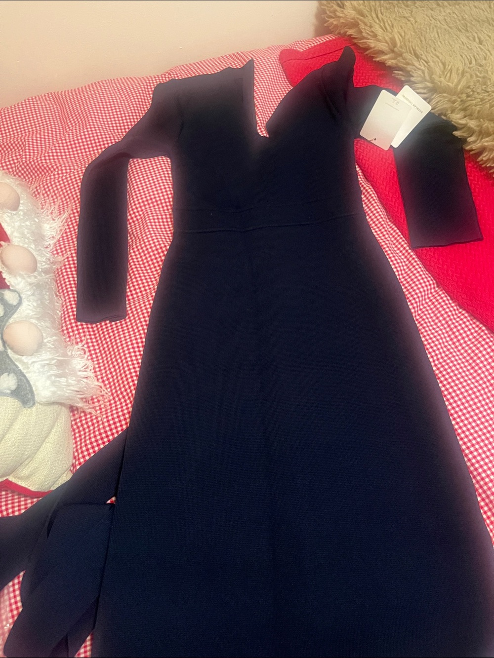 Scanlan Theodore Navy V-Neck Midi Dress with Waist Tie XS navy - Picture 9 of 10